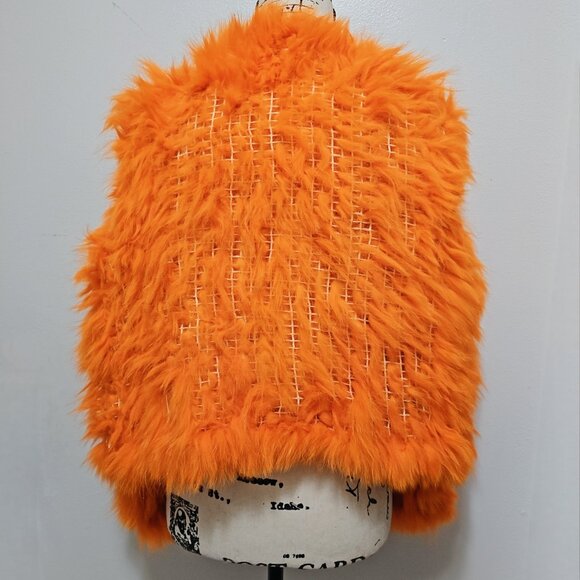 New Knitted Fox Fur Coat Jacket Stroller Stole Orange Ginger Fire NoMink Raccoon - Picture 5 of 5